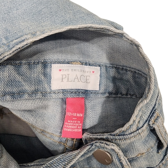 Children's Place Denim Romper With White Eyelet Trim B0036 - Picture 3 of 3